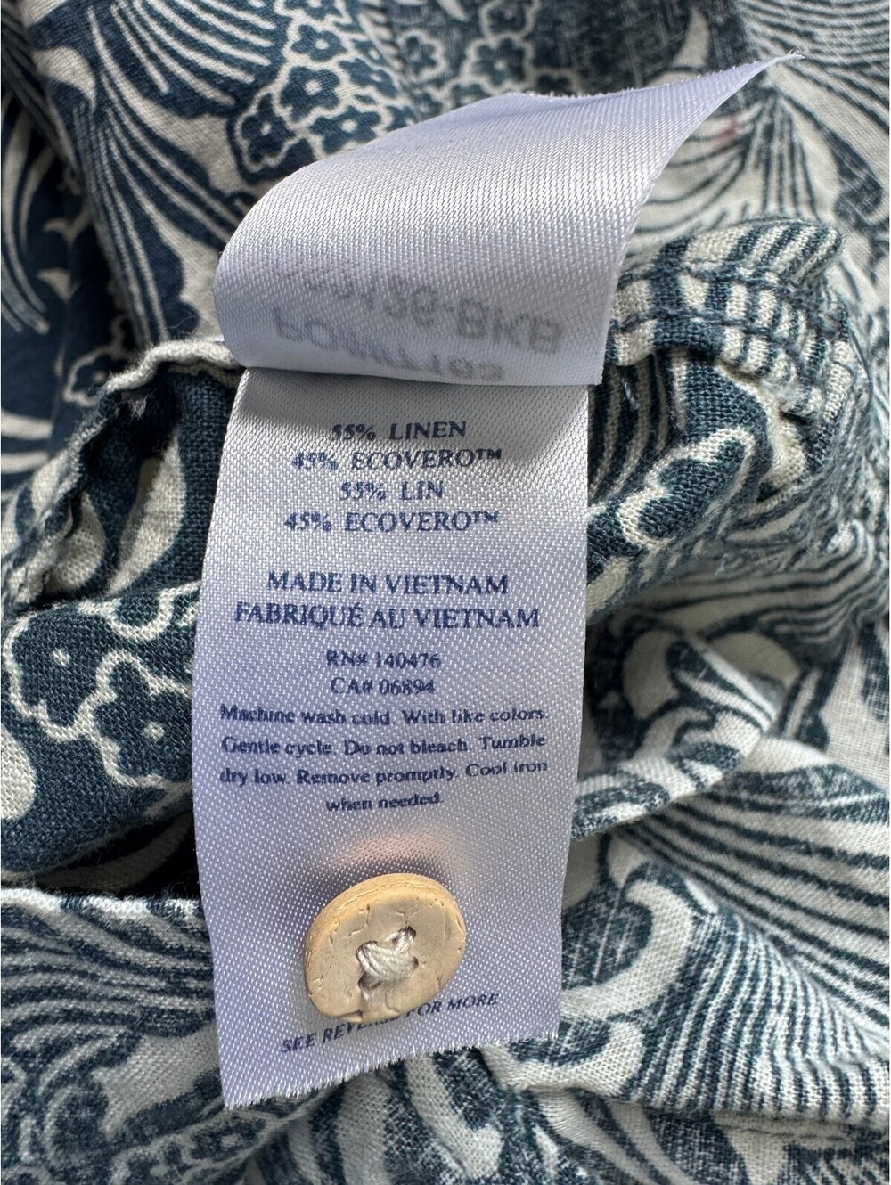 Faherty Blue Pockets Floral Coastal Cottagecore Linen Tunic Dress Womens XL - Picture 10 of 10